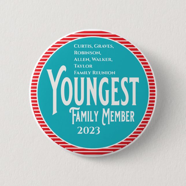 Youngest Family Member Family Reunion 6 Cm Round Badge (Front)