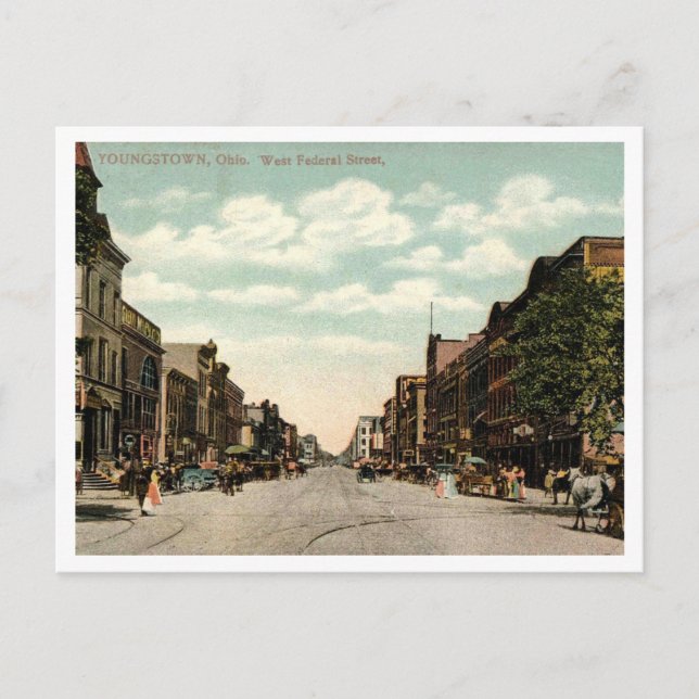 Youngstown OH, West Federal Street, 1910 Postcard (Front)