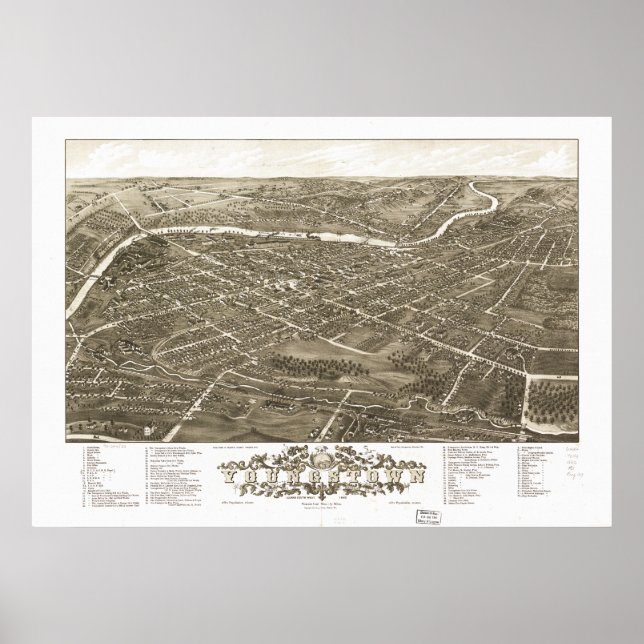 Youngstown Ohio 1882 Antique Panoramic Map Poster (Front)