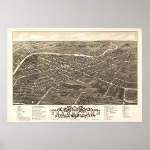 Youngstown Ohio 1882 Antique Panoramic Map Poster