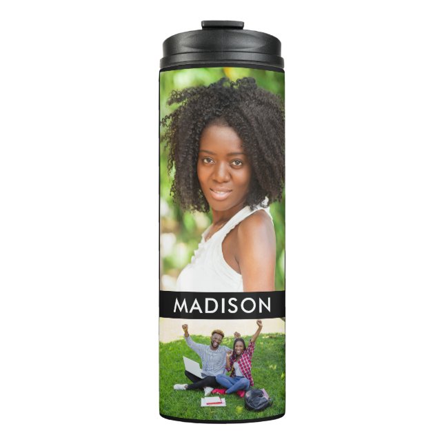 YOUR 10 PHOTOS & NAME custom tumbler (Front)