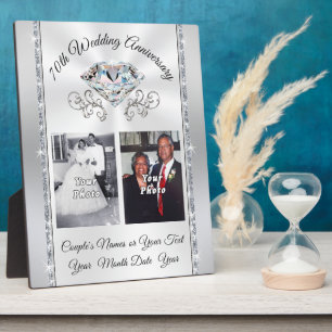 Your 1, 2 Photo 70th Anniversary Gifts for Parents Plaque