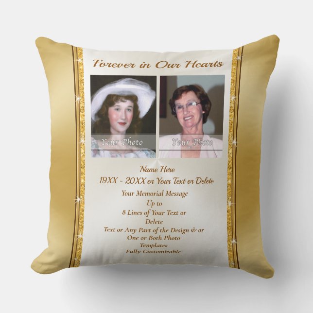 Your 1 or 2 Pictures, Memorial Photo Pillows (Front)