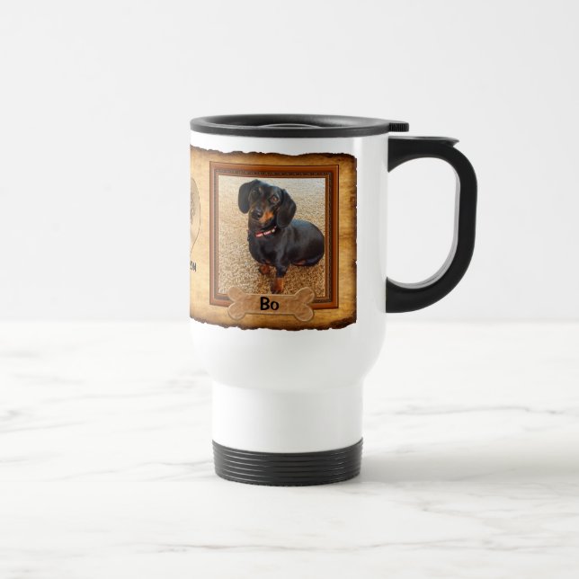 Your 2 PHOTOS, 4 Text Box Templates Dog Photo Mugs (Right)