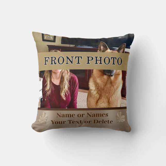 Your 2 Photos and Text Personalised Photo Pillows (Front)