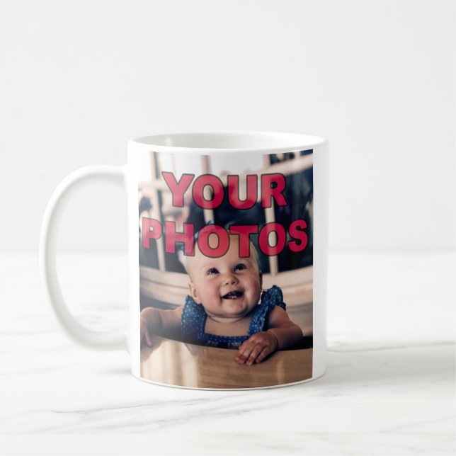 Your 2 Photos Personalised Mugs Many Styles, Sizes (Left)