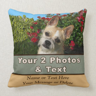 Your 2 Pictures, Text Personalised Photo Pillows