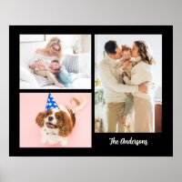 Your 3 Family Photos & Name on Black