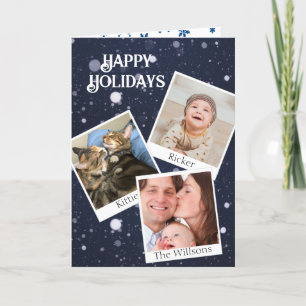 Your 3 Instant Photos Personalise Signature Snow Holiday Card