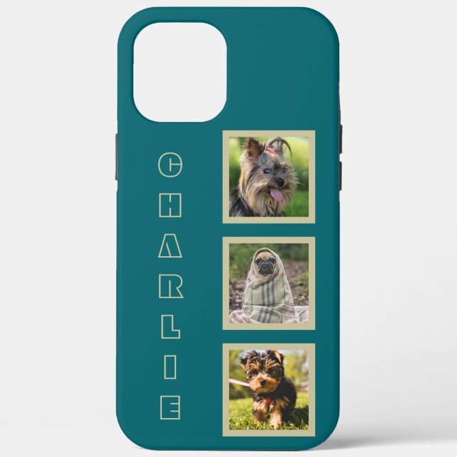 YOUR 3 PHOTOS & custom name phone cases (Back)