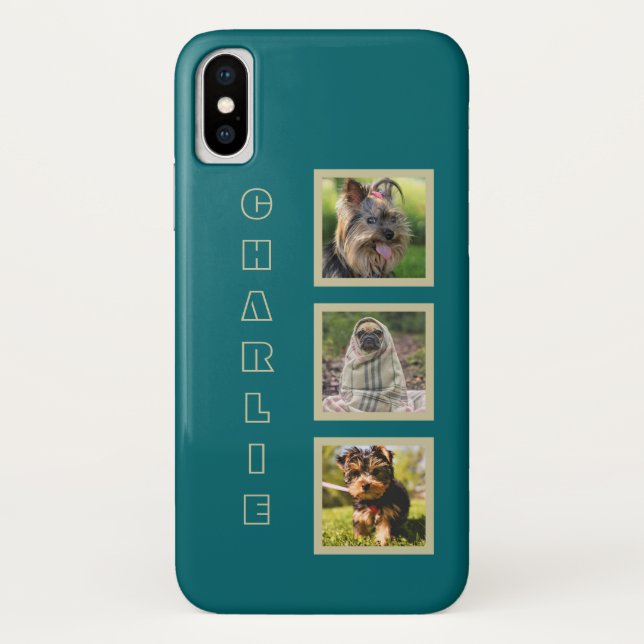 YOUR 3 PHOTOS & custom name phone cases (Back)