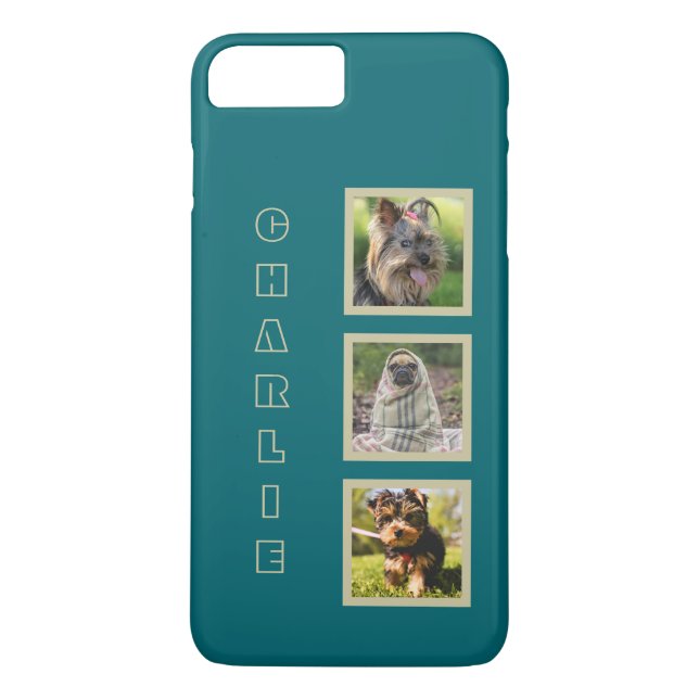 YOUR 3 PHOTOS & custom name phone cases (Back)