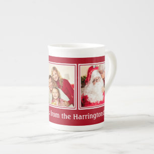 YOUR 3 PHOTOS & CUSTOM TEXT Christmas mug