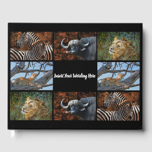 YOUR 4 photo collage with text safari animal Guest Book