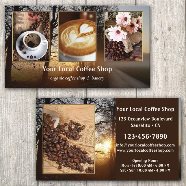 Your 4 Photos Coffee Shop Template Business Card (Creator Uploaded)