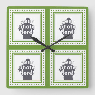 YOUR 4 PHOTOS custom color wall clock