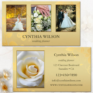 Your 4 Photos Elegant Gold Wedding Planner Business Card