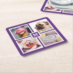 YOUR 4 PHOTOS & MONOGRAM coasters
