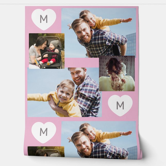 YOUR 4 photos, monogram, & desired colour Wallpaper (Unrolling)