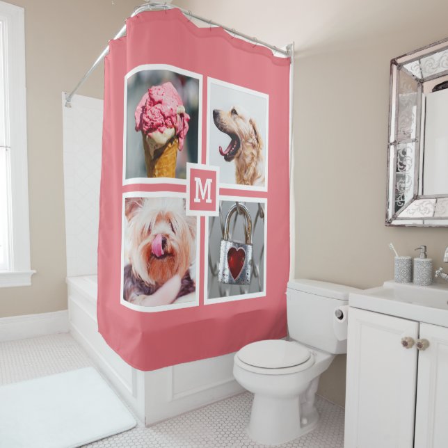 YOUR 4 PHOTOS & MONOGRAM shower curtain (In Situ)