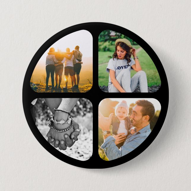 Your 4 Photos Pin Button Badge (Front)