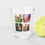 Your 4 Photos Rounded Shot Glass Template<br><div class="desc">Personalised 4 Rounded Square Photos Template Shot Glass.</div>