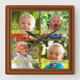 Your 4 Pictures Personalised Photo Clock Gift Idea