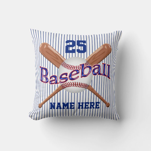 YOUR 4 TEXT Old Fashioned Stripe Baseball Pillow (Front)