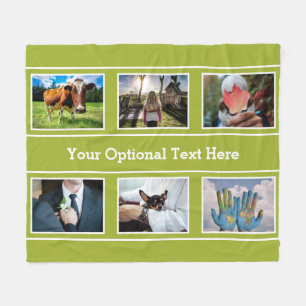 YOUR 6 PHOTOS & TEXT fleece blankets