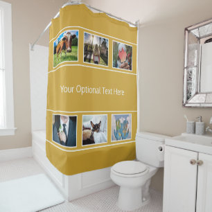 YOUR 6 PHOTOS & TEXT shower curtain