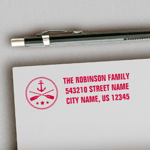 Your Address or Text Anchor Oars Stars Pick Colour Self-inking Stamp