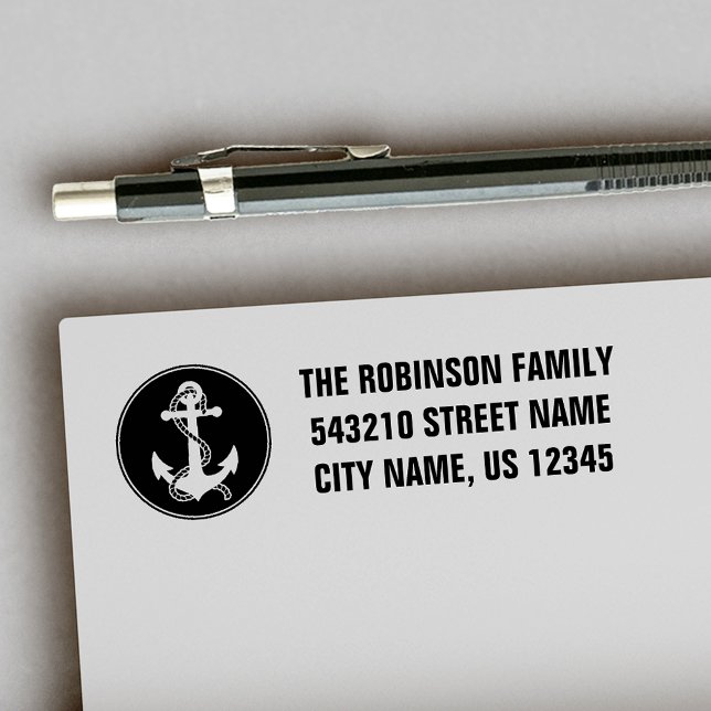 Your Address or Text Boat Anchor Pick Colour Self-inking Stamp (Creator Uploaded)