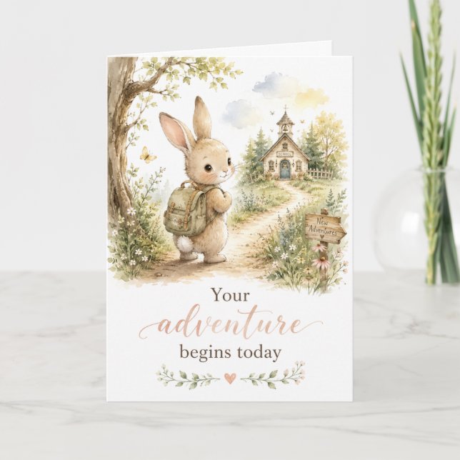 Your Adventure Begins Today Bunny Back to School Card (Front)