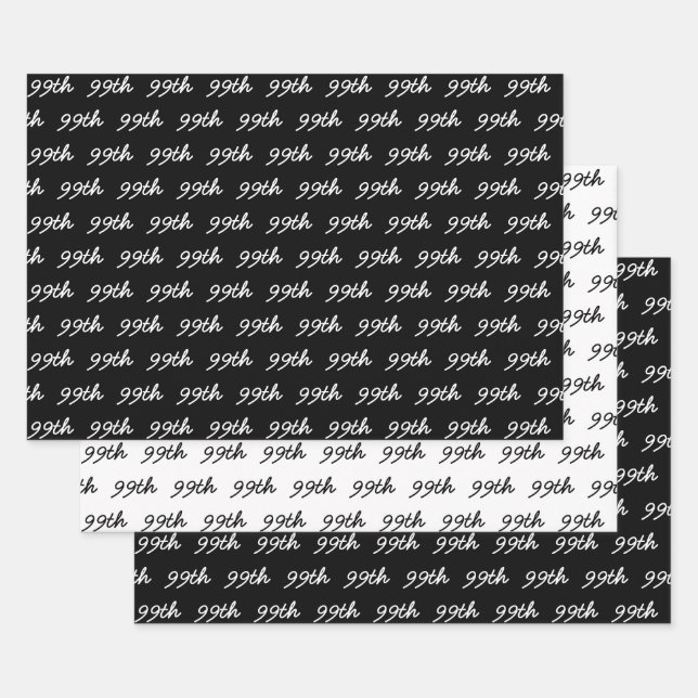 Your Age Custom Number Pattern - Black and White Wrapping Paper Sheet (Set)