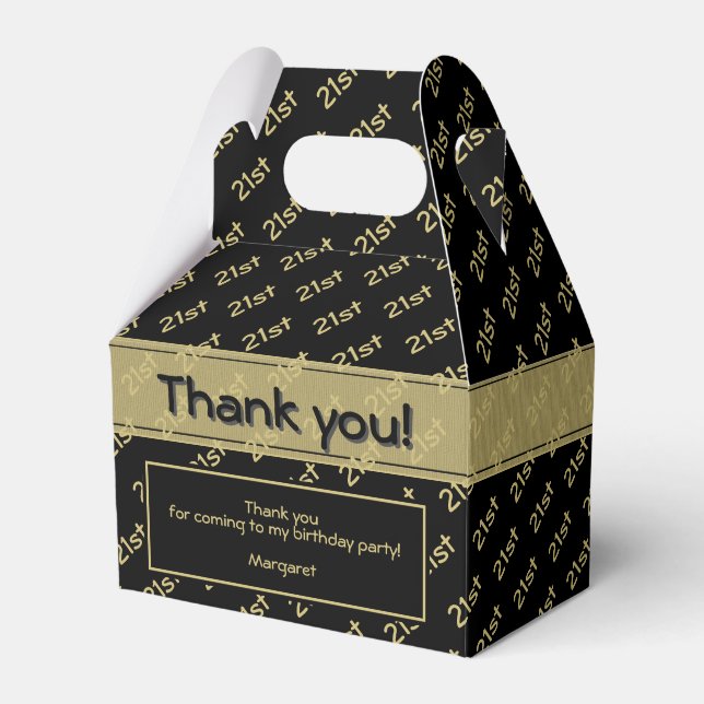 Your Age Custom Number Pattern - Gold and Black Favour Box (Front Side)