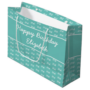 Your Age Number Pattern - Teal & White Large Gift Bag