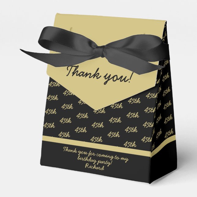 Your Age Offset Number Pattern - Black/Gold Favour Box (Front Side)