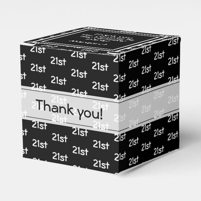 Your Age Offset Number Pattern - Black/White Favour Box (Front Side)