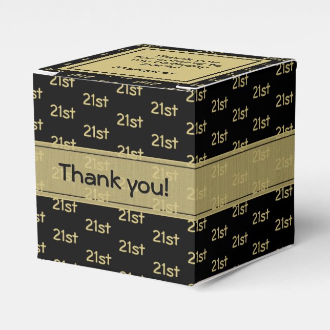 Your Age Offset Number Pattern - Gold/Black Favour Box (Front Side)