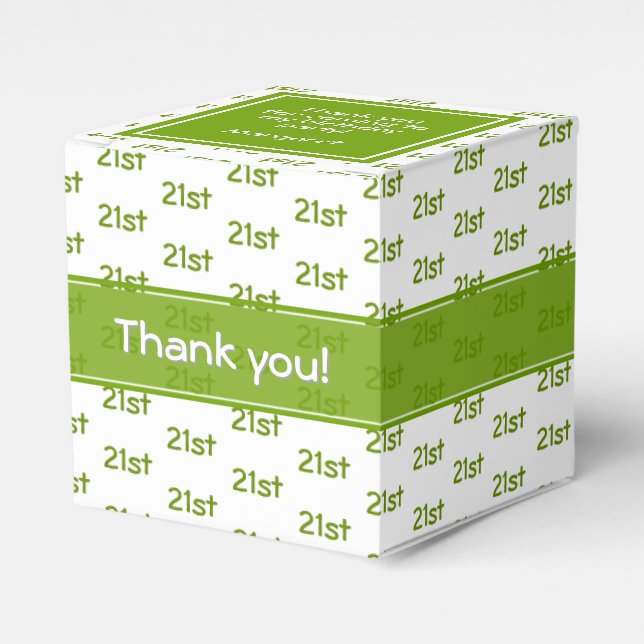 Your Age Offset Number Pattern - Green/white Favour Box (Front Side)
