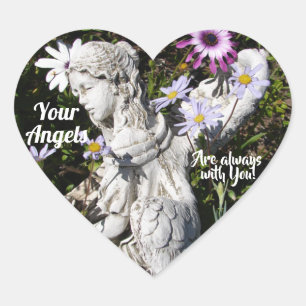 Your Angels Are Always with You Floral Angel Heart Sticker