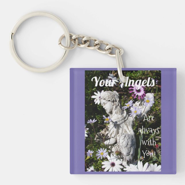 Your Angels Are Always with You Floral Angel Key Ring (Front)