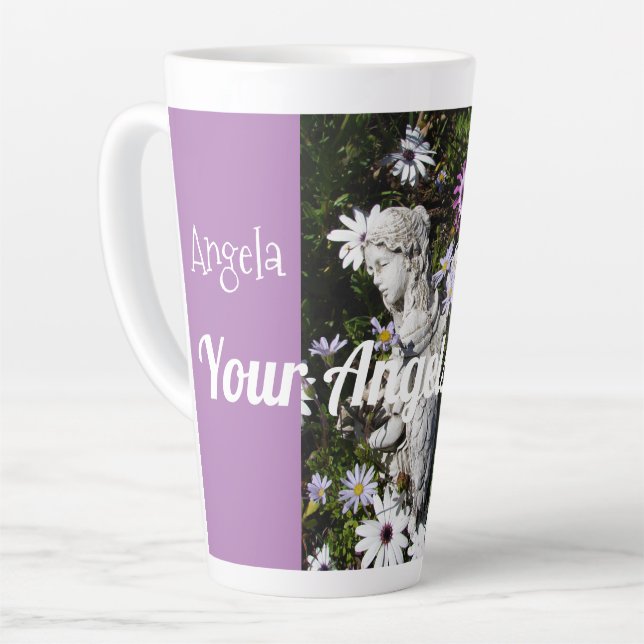 Your Angels Are Always with You Floral Angel Lilac Latte Mug (Left Angle)