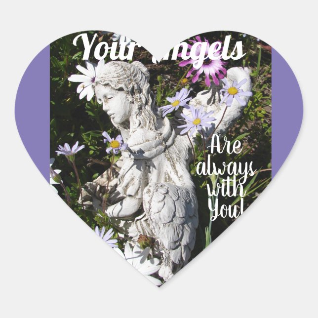 Your Angels Are Always with You Floral Flower  Heart Sticker (Front)