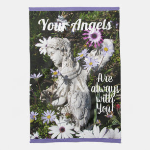 Your Angels Are Always with You Floral Flower Tea Towel