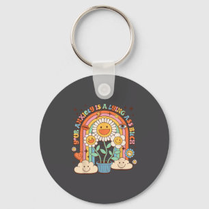 Your Anxiety Is A Lying Motivation Groovy Flower Key Ring