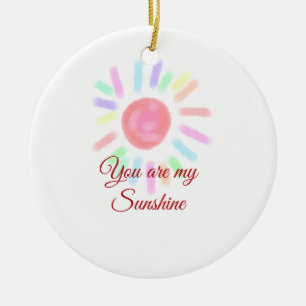 Your are my sunshine red colourful watercolor past ceramic tree decoration