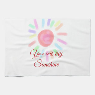 Your are my sunshine red colourful watercolor past tea towel