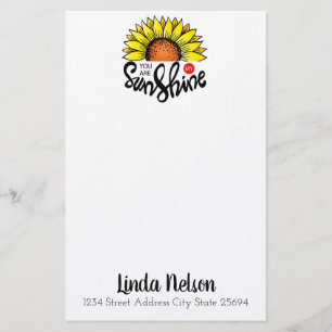 Your are My Sunshine Sunflower Personalised Stationery