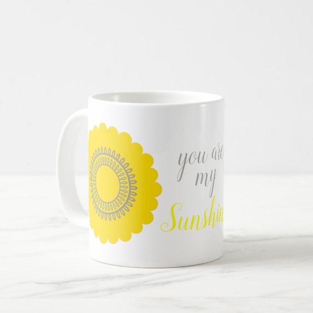 Your Are My Sunshine Yellow Flower Personalised Coffee Mug (Front Left)